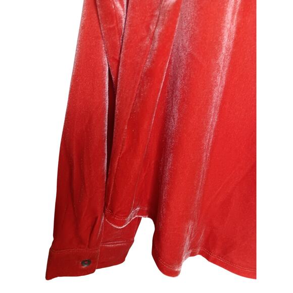 New Easel Los Angeles Coral Velvet Button Down Shirt M Oversized Long Sleeve - Picture 13 of 15